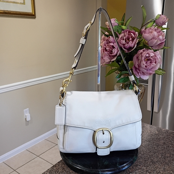 Coach Handbags - Coach vintage bleeker legacy tattersall flap shoulder bag with gold buckle
